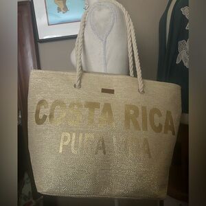 Robin Ruth Gold Tote Bag with Rope Handles